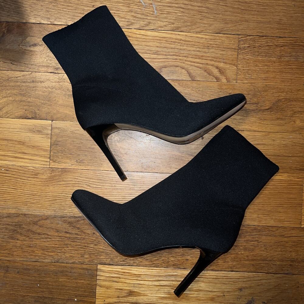 INC International Concepts Vidalia Black Sock Boot Heels Women Size 10 NEW